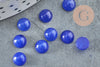 Cabochon rond jade naturel teinté bleu roi 6mm, cabochon création bijoux pierre, X1 G8694