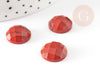 Cabochon rond jaspe rouge à facettes, cabochon rond,jaspe naturel, jaspe rouge,cabochon 14.5mm, X1 G1857