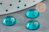 Cabochon rond verre lisse 10mm turquoise foncé, cabochon pour création de bijoux, X1 G8605