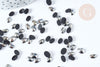 Cabochon strass noir irisé ovale 6x4mm, cabochon plastique,strass couture,création,customisation,lot de 5 grammes G8339