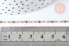 Chaine acier 304 inoxydable dorée fantaisie émail rose clair, chaine fantaisie acier inoxydable doré ,4-10mmX 2X 0,4-2mm, X 1mètre G6828