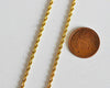 Chaine complète acier dorée 14k torsadée,collier doré,sans nickel,chaine complète,2.5mm,50cm x1 G1474