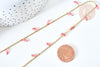 Chaine perle plexiglas facettée rose clair laiton doré 7x3mm, création de bijoux coloré DIY, x 1mètre G7819