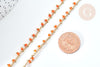 Chaine perles de rocaille orange laiton doré 6x2~3mm, chaine collier création bijoux , X 1mètre G7818