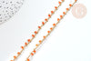 Chaine perles de rocaille orange laiton doré 6x2~3mm, chaine collier création bijoux , X 1mètre G7818