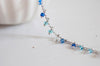 Chaine platine perles bleue, fourniture créative, chaine bijou, création bijoux, chaine plaquee rhodium, chaine perles,2 mm, 1 metre- G1396