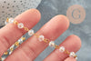 Chaines dorées perles cristal , chaine collier, chaine lunettes,chaine fantaisie, X1 ,G6117