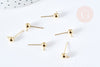 Clous puces oreille boule acier 304 inoxydable doré24K 17mm, boucles d'oreilles acier,oreille percée, x10, G8433