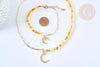 Collier ou Bracelet breloque lune laiton doré perles agate teintées, idée cadeau anniversaire, cadeau fête des mères, x1 G7898