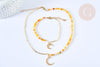 Collier ou Bracelet breloque lune laiton doré perles agate teintées, idée cadeau anniversaire, cadeau fête des mères, x1 G7898