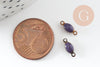 Connecteur ovale laiton brut émail violet, laiton doré, pendentif ovale,10.5mm, X10 G8045