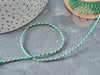 Cordon en coton tressé jaune bleu vert 1.2mm, cordon pour bijoux scrapbooking fabrication bijoux, x1mètre G9195