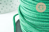 Cordon suédé vert à paillettes imitation cuir4mm, x 1mètre (G1287)