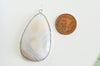 EP Pendentif goutte agate grise support argenté,pendentif bijoux, pendentif agate,pendentif pierre, agate naturelle,agate grise,53mm,G3006