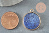 EP Pendentif rond lapis lazuli naturel laiton doré 26mm, x1 (G0050)