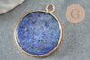 EP Pendentif rond lapis lazuli naturel laiton doré 26mm, x1 (G0050)