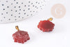 EP Pendentif soleil agate rouge support doré 23mm, pendentif pierre agate naturelle bordeau,création bijoux en pierre naturelle, x1, G5670