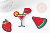 Ecusson à repasser pastèque fraise cocktail,customisation vêtement, écusson thermocollant fruit,patch brodé,57mm,x3 G1820