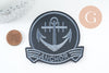 Ecusson brodé à repasser ancre marine 79mm customisation vêtement, écusson thermocollant,patch écusson brodé, x1 G9768