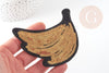 Ecusson brodé à repasser banane jaune doré customisation vêtement 94mm, écusson thermocollant fruit,patch brodé, x1,G2860