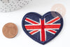 Ecusson coeur drapeau anglais,customisation vêtement, thermocollant,écusson brodé, drapeau anglais,57mm, x2 G1821