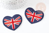 Ecusson coeur drapeau anglais,customisation vêtement, thermocollant,écusson brodé, drapeau anglais,57mm, x2 G1821