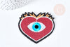 Ecusson coeur rouge brodé à repasser 64mm,customisation vêtement, écusson thermocollant,patch écusson brodé, x1 G8428