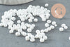 Grosses perles rocaille blanches irisées 4mm , perle rocaille blanche irisée, x 10Gr (G0189)