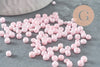 Grosses perles rocaille rose nacrée 4mm, perles rose pâle perlage x10g (G5474)