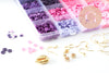 Kit mix de perles heishi violet rose, Coffret et kit pour création de bijoux fantaisie, x1 G9788