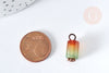 Pendentif Agate naturelle multicolore colonne fer doré 17.5mm, création bijoux pierre naturelle, x1 G8395