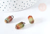 Pendentif Agate naturelle multicolore colonne fer doré 17.5mm, création bijoux pierre naturelle, x1 G8395