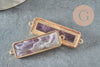 Pendentif Connecteur rectangle améthyste naturelle laiton doré 34mm, création de bijoux pierre naturelle, x1 G3935