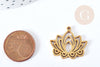 Pendentif Fleur de lotus acier 201 inoxydable doré 27mm, création bijoux acier inoxydable, x1 G8726