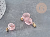 Pendentif Fraise verre rose fer doré 17~18x11~12x10mm, collier pendentif, pendentif fraise, 17~18mm, x1 G9060