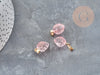 Pendentif Fraise verre rose fer doré 17~18x11~12x10mm, collier pendentif, pendentif fraise, 17~18mm, x1 G9060