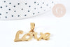 Pendentif Lettre Love acier inoxydable 304 doré 34.5mm, bijoux fantaisie acier doré, x1 G8857