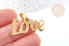 Pendentif Lettre Love acier inoxydable 304 doré 34.5mm, bijoux fantaisie acier doré, x1 G8857