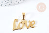 Pendentif Lettre Love acier inoxydable 304 doré 34.5mm, bijoux fantaisie acier doré, x1 G8857