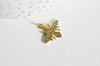 Pendentif abeille laiton doré zircons, fournitures pour bijoux, bijou laiton,pendentif laiton brut,17mm, x1 G3332