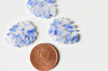 Pendentif acétate feuille monsterosa bleue,perles plastique,connecteur feuille plastique, 27mm, x2 G4217