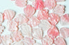 Pendentif acétate feuille rose paillettes, perles plastique,connecteur feuille plastique ,x10,x1 15mm G4015