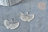 Pendentif acier argenté feuille gingko 23mm,acier inoxydable platine, création bijoux sans nickel, x1 G7610