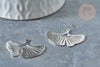 Pendentif acier argenté feuille gingko 23mm,acier inoxydable platine, création bijoux sans nickel, x1 G7610