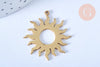 Pendentif acier doré soleil 32.5mm, breloque doré, acier inoxydable doré, pendentif sans nickel, création bijoux, x1 G6148