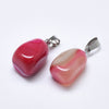 Pendentif agate rose rayée support acier argent, pendentif pierre, agate naturelle,création bijoux, pierre naturelle, 23mm, X1, G3901