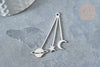 Pendentif astres argenté acier inoxydable 42mm, création bijoux acier inoxydable platine, x1 G7663