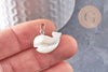 Pendentif baleine nacre blanche naturelle laiton platine 19.5mm, création bijoux coquillage blanc, x1 (G9914)