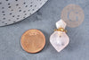 Pendentif bouteille parfum quartz rose naturel laiton 27mm, pendentif pierre porte-parfum, x1 G8633