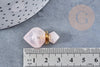 Pendentif bouteille parfum quartz rose naturel laiton 27mm, pendentif pierre porte-parfum, x1 G8633